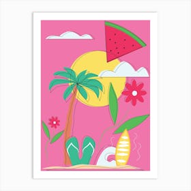 Ocean Watermelon Vibes Summer Art Print