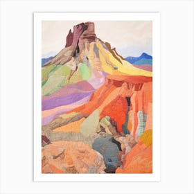 Mount Teide Spain 3 Colourful Mountain Illustration Art Print