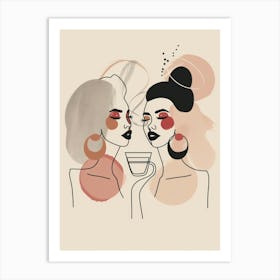 Two Women Drinking Coffee Art Print