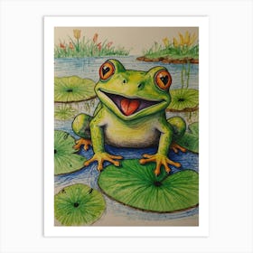 Frog In The Pond 1 Art Print