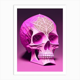 Skull With Intricate Linework 2 Pink Paul Klee Art Print