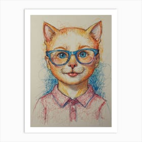 Cat In Glasses 4 Art Print