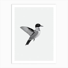 Loon B&W Pencil Drawing 2 Bird Art Print