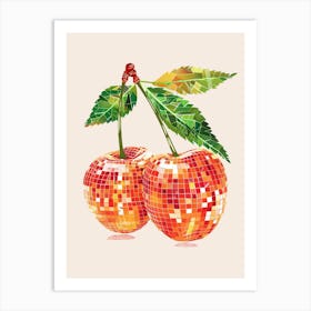 Disco Ball Cherries Art Disco Poster Trendy Aesthetic Art Food Kitchen Art Print