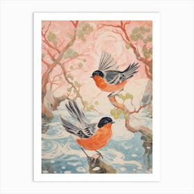 Vintage Japanese Inspired Bird Print European Robin 3 Art Print