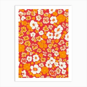 Nasturtium Floral Print Retro Pattern2 Flower Art Print