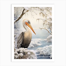 Winter Bird Painting Brown Pelican 2 Art Print