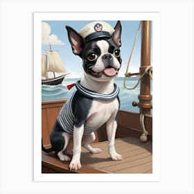 Boston Terrier Sailor-Reimagined 10 Art Print