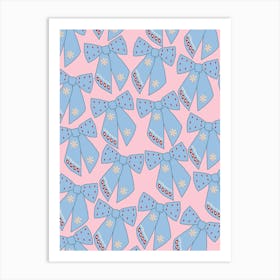 Pink And Blue Bows Art Print