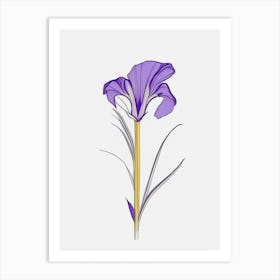 Iris Floral Minimal Line Drawing 3 Flower Art Print