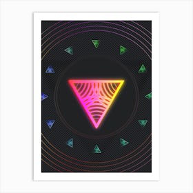 Neon Geometric Glyph in Pink and Yellow Circle Array on Black n.0397 Art Print