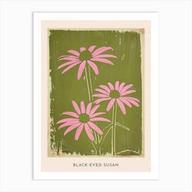 Pink & Green Black Eyed Susan Flower Poster Art Print