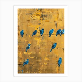 Blue Birds On A Wire 7 Art Print