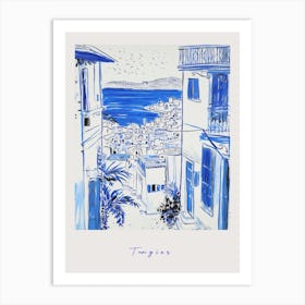 Tangier Morocco 3 Mediterranean Blue Drawing Poster Art Print