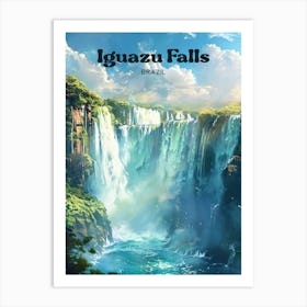 Iguazu Falls Argentina Vibrant Digital Travel Art Poster