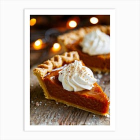 Close Up Of A Warm Homemade Pumpkin Pie Slice Its Creamy Sweet Filling Lightly Dusted With A Spri Art Print