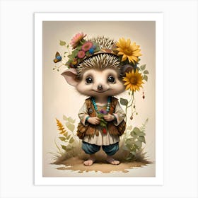 Baby Hedgehog In The Forest Artwork For Children Art Print