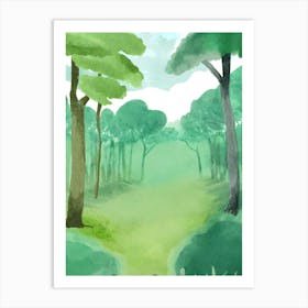 Watercolor Forest green Art Print