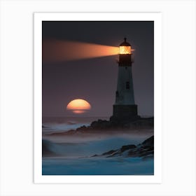 Lighthouse At Sunset Art Print