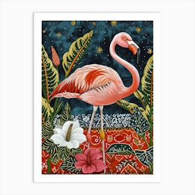 Greater Flamingo And Anthurium Boho Print 1 Art Print