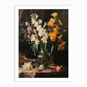 Baroque Floral Still Life Freesia 3 Art Print