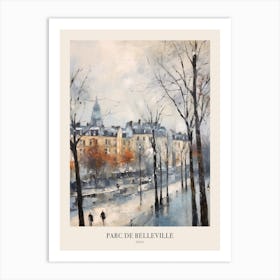 Winter City Park Poster Parc De Belleville Paris France 4 Art Print