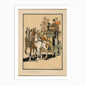 Four Men Riding On Top Of A Carriage Being Drawn By Four Horses, Edward Penfield Art Print