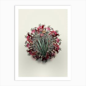 Vintage Blackberry Lily Flower Wreath on Ivory White Art Print