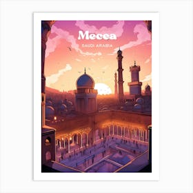 Mecca Saudi Arabia Islam Modern Travel Art Art Print