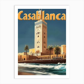 Aihrgdesign A Vintage Travel Poster Of Casablanca Featuring T 4c8fe498 E778 4b66 9815 86da5fd8738b 1 Art Print