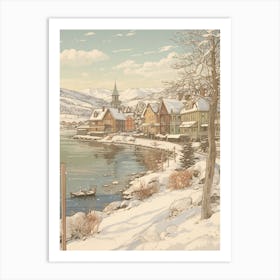 Vintage Winter Illustration Troms Norway 3 Art Print