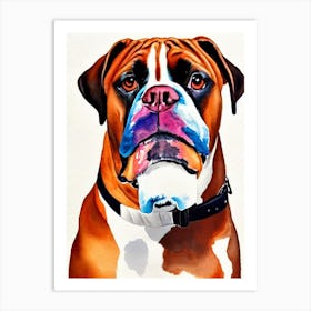 Boxer 4 Watercolour Dog Art Print
