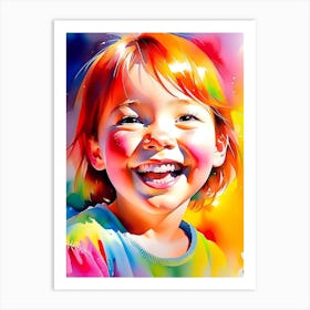 watercolor portrait of a joyful child Art Print