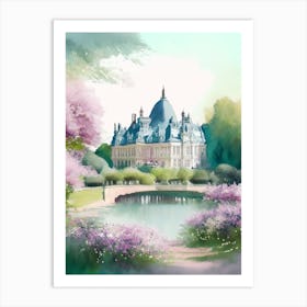 Château De Chantilly Gardens, 1, France Pastel Watercolour Art Print