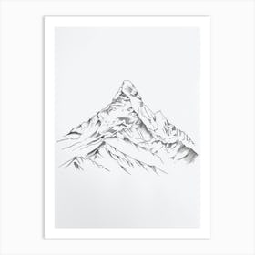 Ama Dablam Nepal Line Drawing 1 Art Print