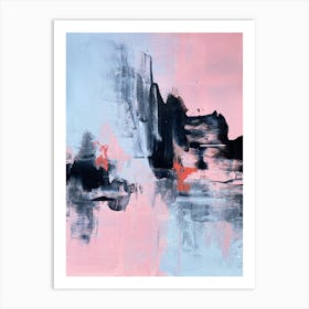 Pink And Grey Abstract 1 Art Print