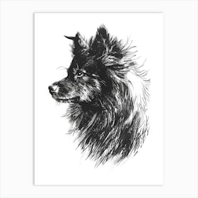 Malmute Furry Dog Line Sketch 3 Art Print