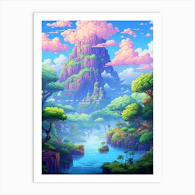 Island Landscape Pixel Art 3 Art Print