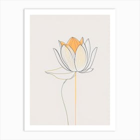 Amur Lotus Minimal Line Drawing 3 Art Print