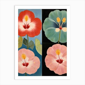 Four Hibiscus Flowers By Edward Evans Art Print