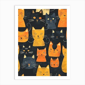 Repeatable Artwork With Cute Cat Faces 13 Art Print