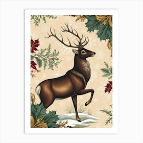 Deer In Winter Style William Morris Art Print