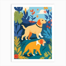 Dogs In The Garden Art Print