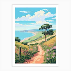 The South West Coast Path England 2 Hike Illustration Art Print