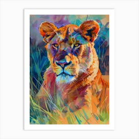 Masai Lion Lioness On The Prowl Fauvist Painting 2 Art Print