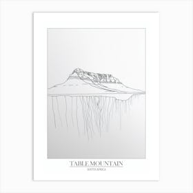 Table Mountain South Africa Line Drawing 4 Poster Art Print