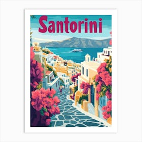 Aihrgdesign A 1970s Inspired Travel Poster For Santorini 2 Art Print