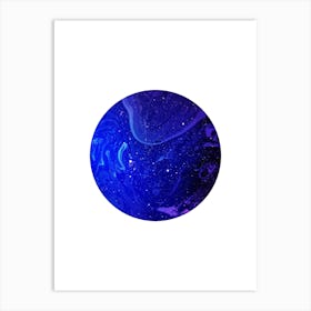 Circular Dark Blue Marble Artwork Art Print