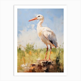 Bird Painting Stork 3 Art Print