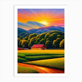 Sunset At The Farm By Person Art Print